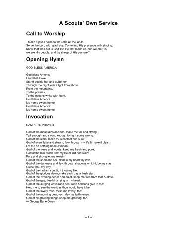 A Scouts' Own Service Call to Worship Opening Hymn ... - Clipart