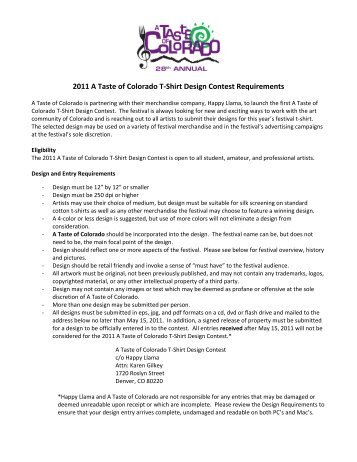 2011 A Taste of Colorado T-Shirt Design Contest Requirements