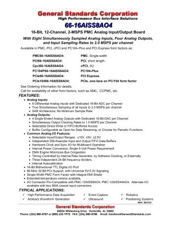 Download a complete data sheet for the 16AISS8AO4 - General ...