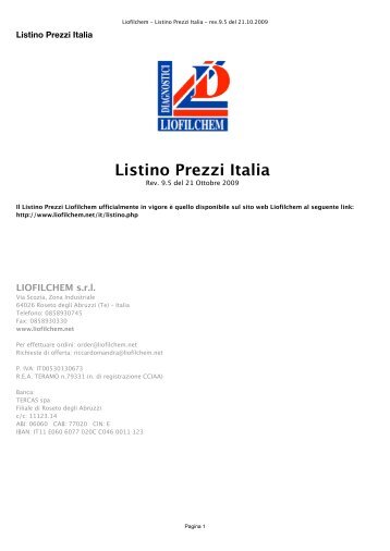 Listino Prezzi Italia - Liofilchem