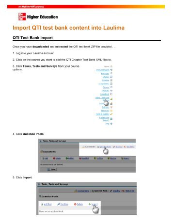 Import QTI test bank content into Laulima