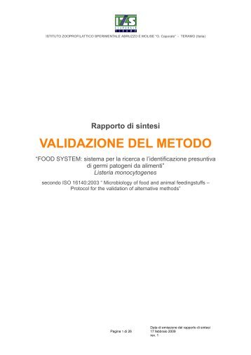 VALIDAZIONE DEL METODO - Liofilchem