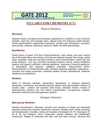 SYLLABUS FOR CHEMISTRY (CY)