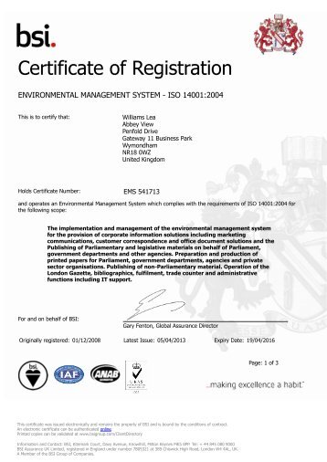 View a copy of our ISO 14001 certificate