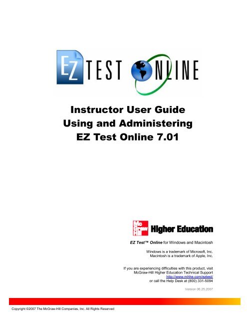 Ez Test Online User Guide Mcgraw Hill Education Customer