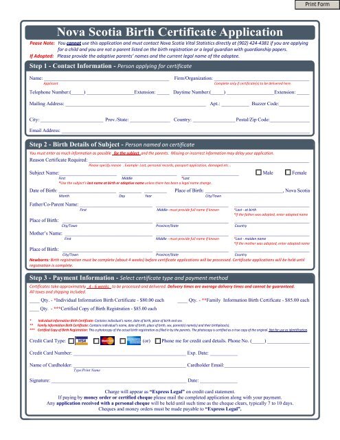 NS Birth Certificate Application v4 - VitalCertificates.ca