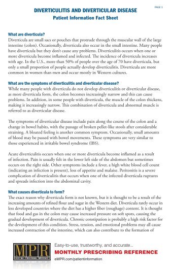 DIVERTICULITIS AND DIVERTICULAR DISEASE - MPR