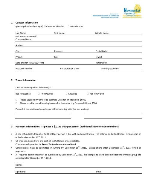 Registration Form - Newmarket Chamber of Commerce