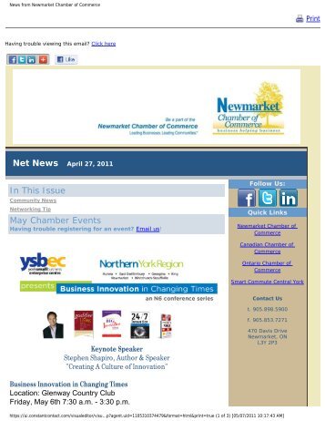 News from Newmarket Chamber of Commerce