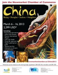 March 6 - 16, 2013 2,299 USD* - Newmarket Chamber of Commerce