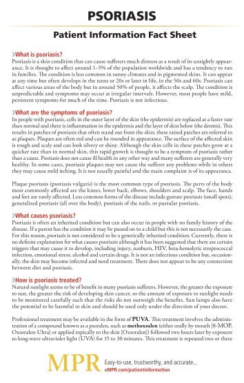 Psoriasis Patient Information Fact Sheet - MPR