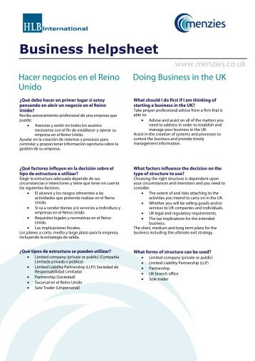 Hacer negocios en el Reino Unido - Menzies
