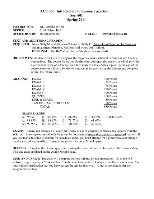 Acc 330 Introduction To Income Taxation Sec 601 Spring Delta