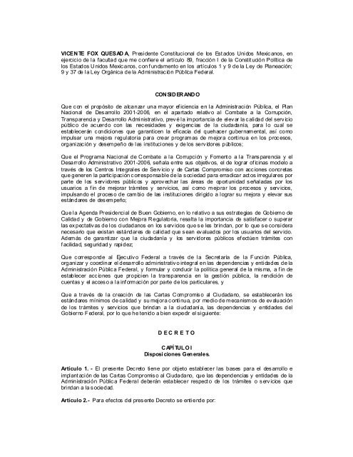 Proyecto De Decreto Para Las Cartas Compromiso Al Ciudadano