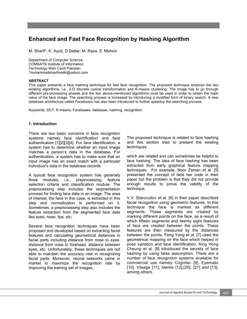 Enhanced and Fast Face Recognition by Hashing ... - ResearchGate