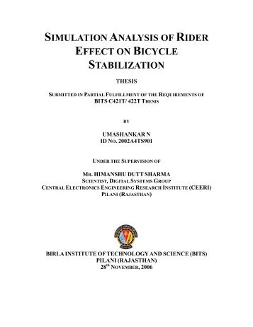 simulation analysis of rider effect on bicycle stabilization