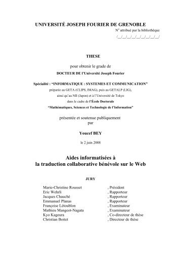 Aides informatisÃ©es Ã  la traduction collaborative bÃ©nÃ©vole sur le Web