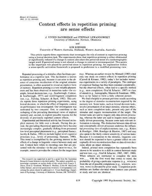 Context effects in repetition priming are sense effects