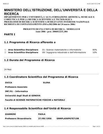 Modello B - Alessandria - Università degli Studi di Genova