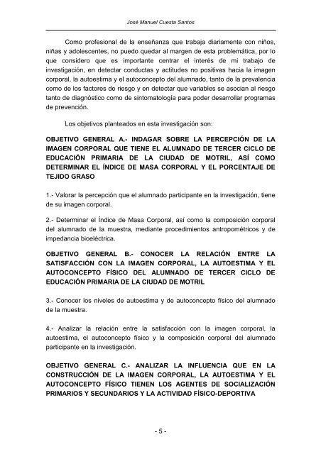 TOMO V FORMACIÓN DEL PROFESORADO IMAGEN CORPORAL, AUTOESTIMA Y AUTOCONCEPTO