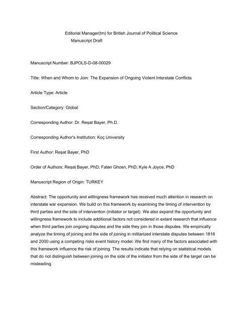Editorial Manager(tm) for British Journal of Political Science