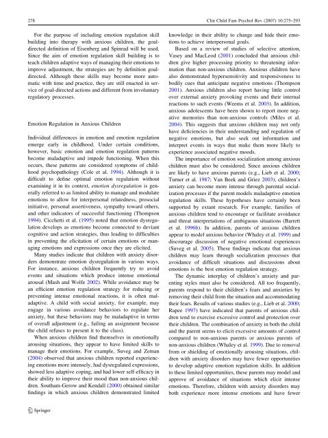 The Role of Emotion Regulation in the Treatment of Child Anxiety ...