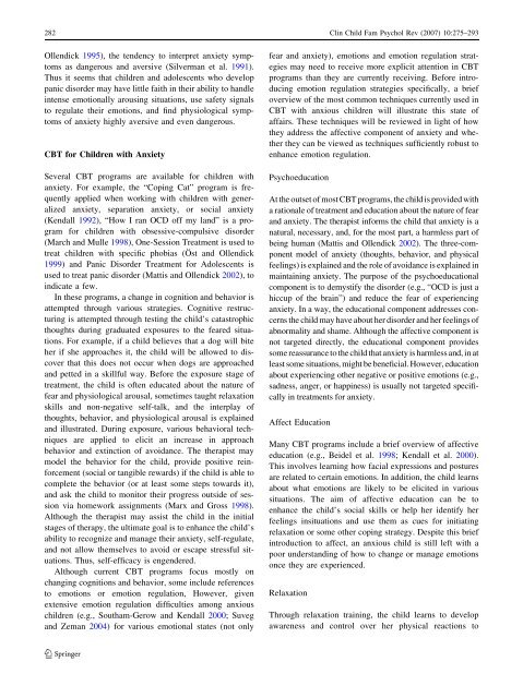 The Role of Emotion Regulation in the Treatment of Child Anxiety ...