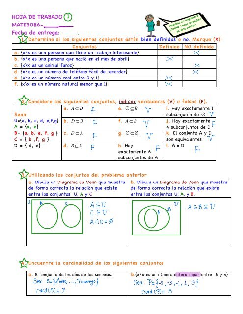 Page 1 1. Determine si los siguientes conjuntos estÃ¡n bien definidos ...