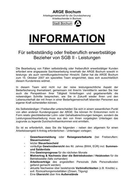 INFORMATION - Jobcenter Bochum