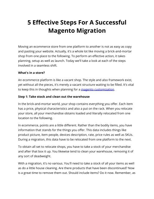 5 Effective Steps For A Successful Magento Migration