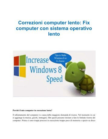 Correzioni computer lento: Fix computer con sistema operativo lento