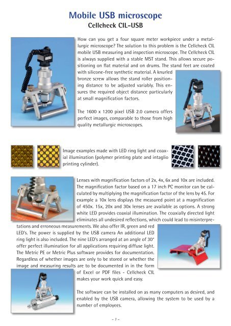 Mobile USB microscope Cellcheck CIL-USB