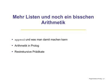 Mehr Listen und noch ein bisschen Arithmetik - Learn Prolog Now!