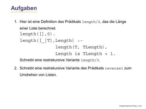 Mehr Listen und noch ein bisschen Arithmetik - Learn Prolog Now!