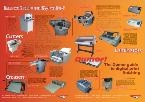 Dumor Guide to Digital Print Finishing - Hambleside International