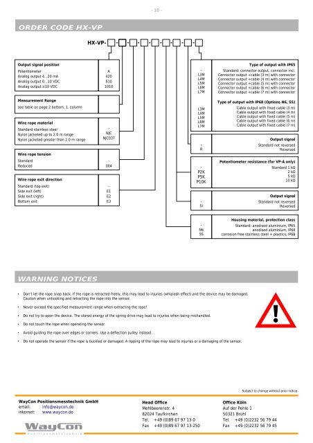 Draw Wire Sensor HX