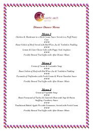 Dinner Dance Menus - Castle Arch Hotel