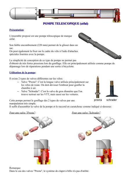 Types de valves pour le vélo : Valve Shraeder, Valve Presta