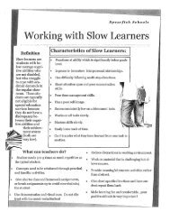 . . Characteristics of Slow Learners: - Spearfish School District