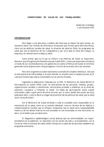 Condiciones de salud de los trabajadores - Facultad de Medicina