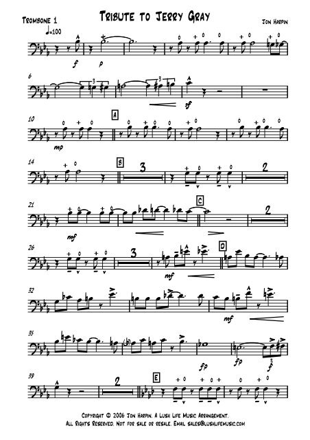 Tribute to Jerry Gray A4 parts and score - Lush Life Music