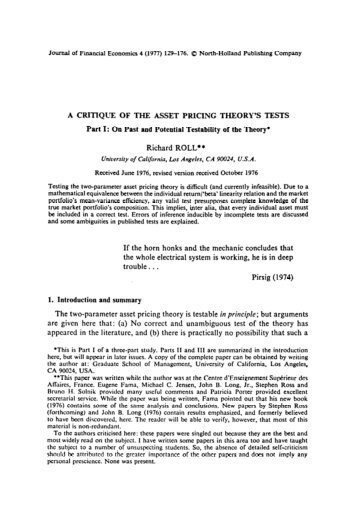 A Critique of the Asset Pricing Theory's Tests: Part I - G. William ...