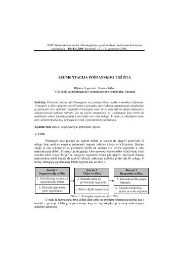 segmentacija poštanskog tržišta - PosTel - Simpozijum o novim ...