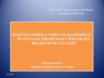 9. Formiranje modela vidovne raspodele putovanja primenom ...