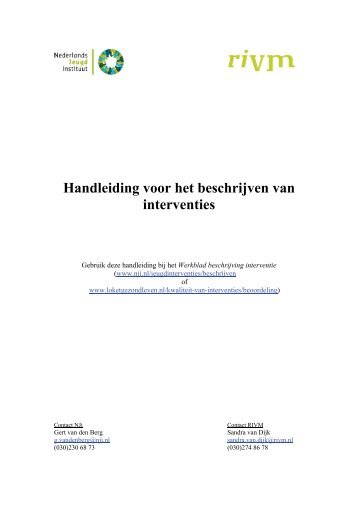 Handleiding voor het beschrijven van interventies - Nederlands ...