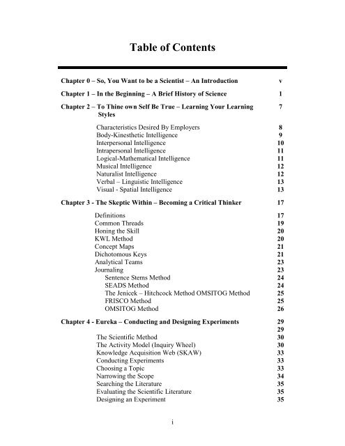 Textbook Table of Contents - Trevecca Nazarene University