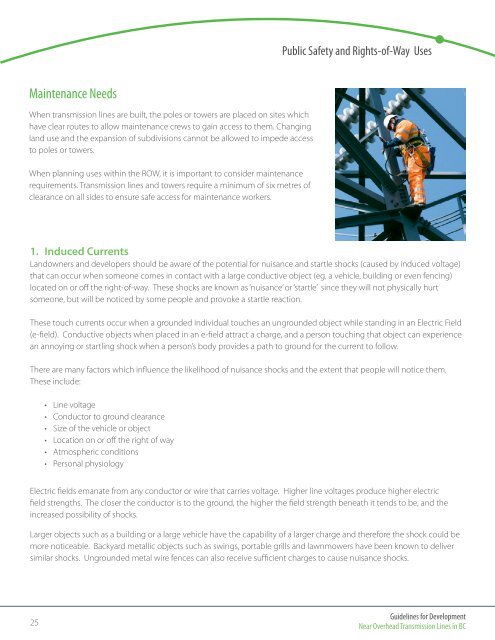 Guidelines for Development Near Overhead Transmission Lines in BC