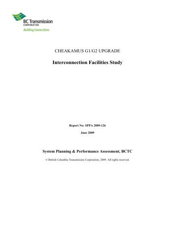 Interconnection Facilities Study - BC Hydro - Transmission