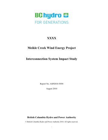 Meikle Wind System Impact Study Report - BC Hydro - Transmission