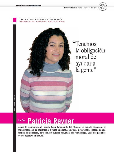 Entrevista Dra. Patricia Reyner - Sociedad EspaÃ±ola de ReumatologÃ­a